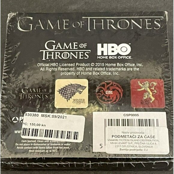 Game Of Thrones HBO Official Licensed 4-Coaster Set Cork Backed Heat Resistant - Picture 3 of 7